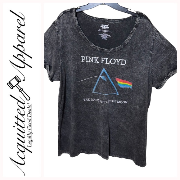 Pink Floyd Dark Side of The Moon Unisex Distressed Cuffed Sleeve Tee - Picture 1 of 10